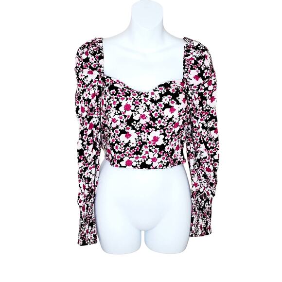 Bar III Floral Print Bustier Blouse Crop Top Size S - Picture 2 of 6